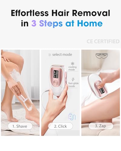 Haarlosy IPL Laser Hair Removal Device for Women Men Ice Cooling Painless | Full Body Use At Home, Upper Lip, Bikini Line, Underarm, Arm, Leg, 5 Levels, Auto & Manual Mode, 999,900 Flash