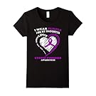 Womens Cystic Fibrosis Shirt - I Wear Purple For My Daughter XL Black