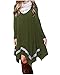 OUGES Women's Long Sleeve Loose Casual T-Shirt Dress(Green,XXL)