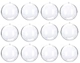 StillCool Clear Plastic Fillable Ball Ornament Christmas Baubles - Pack of 12 (80mm)