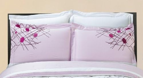 GoLinens Cherry Duvet Cover Set with Pillow Shams – Embroidered Pattern, 100% Combed Cotton – Durable Comforter Cover-King Shams
