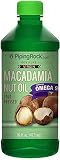 Piping Rock 100% Pure Virgin Macadamia Nut Oil 16 fl oz (473 mL) Bottle Cold Pressed with Omega 9