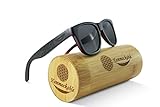 Hammockable Handmade Natural Wood Polarized Sunglasses that Float! (Black Maple - Flower of Life, Dark Gray)