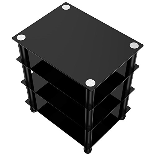 Fitueyes 4-tier Media Stand Audio/Video Component Cabinet with Glass Shelf for /Apple Tv/xbox One/ps4 AS406001GB - Thumbnail 7