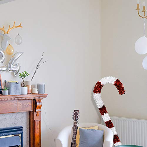 N&T NIETING Christmas Candy Cane, 50Inch Tinsel Christmas Candy Cane Hanging Ornament Candy Cane Stick for Christmas Xmas Decorations (Red & White)