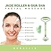 Hsility Jade Roller and Scraping Massager board Wrinkles Remover 100% Natural Facial Jade Stone Massager Face Eye Neck Beauty Roller For Slimming Firming Rejuvenate Skin