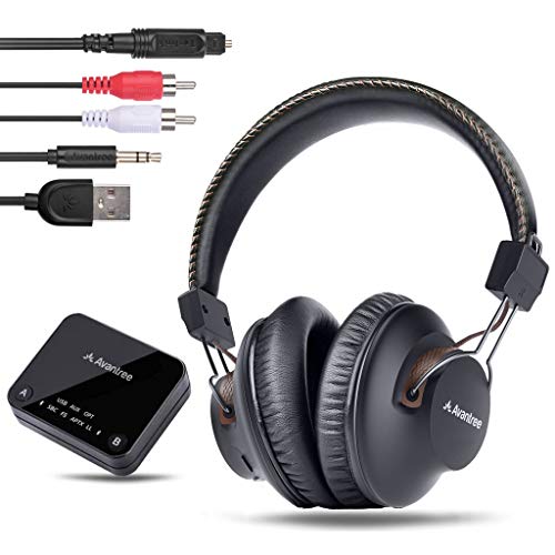 Avantree HT4189 Wireless Headphones for TV Watching with Bluetooth Transmitter (Digital Optical AUX RCA PC USB), Wireless Hearing Headset 40 Hours Battery, Plug n Play, No Audio Delay, 100ft Range