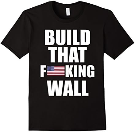 Men's Build The Wall Donald Trump Rally T-Shirt Medium Black