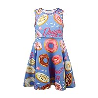 JNKLWPJS Girls Summer Sleeveless Dress Round Neck Printed Casual Sundress Donut 10-11 Years