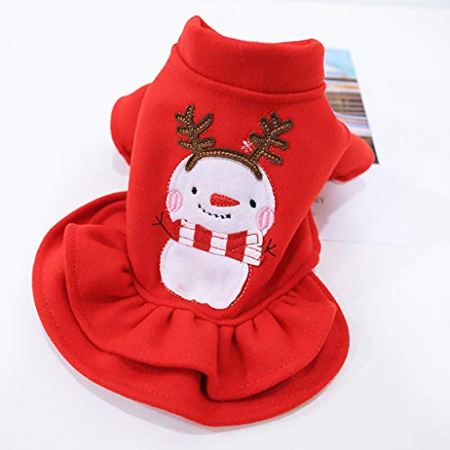 ZLOLIA Christmas Girl Red Dog Ruffle Dress Party Birthday Pet Apparel for Small/Medium Dogs Sundress - Thumbnail 5
