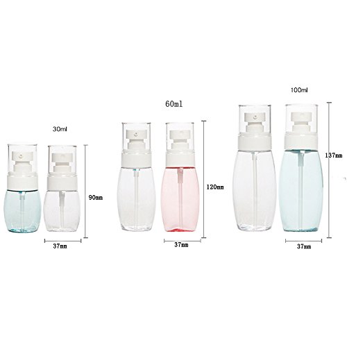 Layboo Airless Fine Mist Spray Bottles Refillable Travel Containers Water Mister Clear Plastic Atomizer for Cosmetic Makeup Skincare water (60ml+30ml, pink)