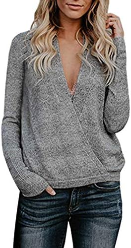 YCQUE Womens Clearance Sale Fashion Trend Simple Off The Shoulder Sweater Casual V Neck Knitted Loose Long Sleeve Pullover