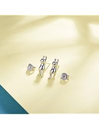 Colgante para gato de plata de ley 925 con cadena de 18.0 in con circonita o perla