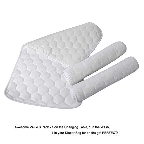 3Pcs Bamboo Waterproof Changing Pad Liners - Extra Large 27" X 13" Thicker Soft Diaper Liners Portable Waterproof Changing Mat for Infant Diaper Changing Table Pad (White(27" X 13"))
