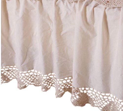 FineHome 100% Cotton Handmade Crochet Joint Fabric Table Runner, Placemats, Table Topper, Table Cloth, Cushion case, Bed Skirt, Dust Ruffle (Bedskirt-King-Calking, Beige/Off White) - Thumbnail 4
