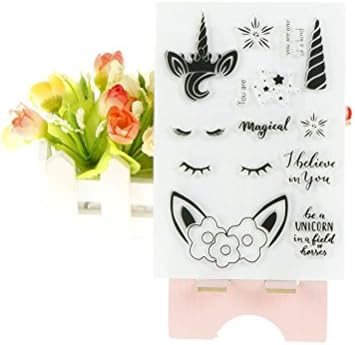 Dengguoli Unicorn Horse Transparent Clear Silicone Stamp Diary Scrapbooking Card DIY Decor