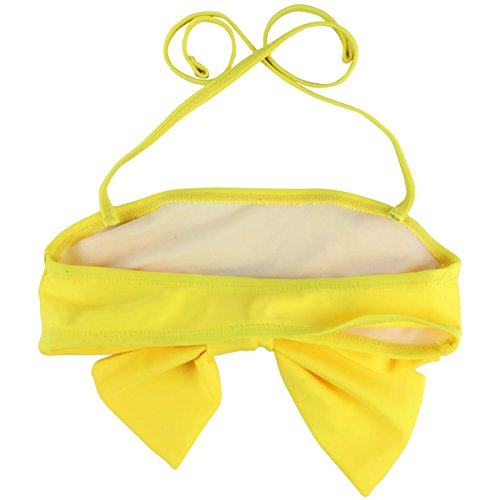 Jastore Baby Girls Big Bowknot Stripe 2 Pieces Swimwear Swimsuits Beach Wear (2T, Yellow) - Thumbnail 3