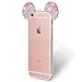iPhone 6+ / 6S+ Plus Case, Crystal Diamond Bling Rhinestone 3D Mickey Mouse Ears Clear TPU Rubber Silicone Cover with Lanyard & Stylus Pen (iPhone 6+/6S+ Plus)
