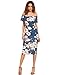 MakeMeChic Women's Floral Pencil Dress Knee Length Off Shoulder Cocktail Dress Blue M