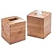 mDesign Square Bamboo Facial Tissue Box Cover Holder for Bathroom Vanity Counter Tops, Bedroom Dressers, Night Stands, Desks and Tables - Pack of 2, Natural Bamboo