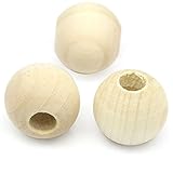 PEPPERLONELY Brand 20PC Natural Color Large Round Wood Spacer Beads 25mm (1 Inch)