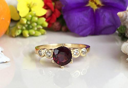 Mozambique Garnet Ring - Genuine Gemstone - January Birthstone - Stack Ring - Gold Ring - Red Garnet - Tiny Simple Jewelry