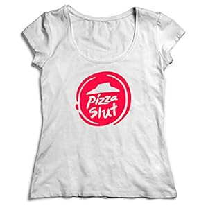 MYMERCHANDISE Pizza Hut Grappige T-Shirt Vrouwen Wit 100% Katoen Womens