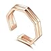 VG Studio Women Elegant Simple Heptagon Copper Adjustable Open Ring Double Thin Lines, Rose Gold