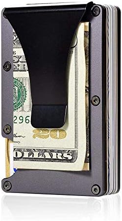 MODEOR Carbon Fiber Men Mini Wallet, Slim Wallet Credit Card Holder RFID Blocking Anti Scan Metal Cash Clip (black)