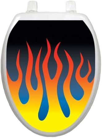 Flames Toilet Tattoo TT-1007-O Elongated Motor Theme Cover Bathroom