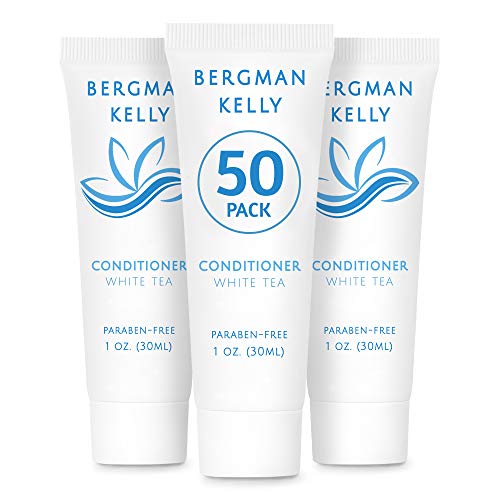BERGMAN KELLY Hotel Conditioner (1 Fl Oz, 50 PK, White Tea), Delight Your Guests with Revitalizing and Refreshing Travel Size Conditioner, Quality Small Size Travel Amenities Hotel Toiletries in Bulk