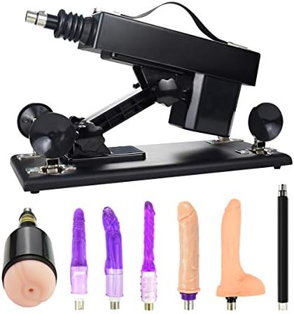 YOTEFUN Adult Machine Automatic Massage with Suction Cup Multispeed Adjustable Telescopic Thrusting with 7 Attachment Black