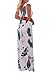 Meenew Women's Floral Print Bodysuit Party Long High Split V Neck Maxi Dress