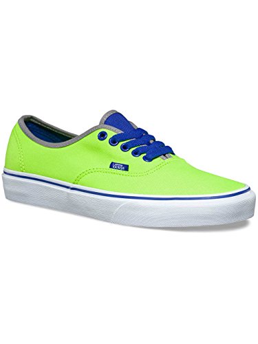 Vans Unisex Authentic (Brite) Skate Shoes-Brite Neon Green/Blue-11.5-Women/10-Men