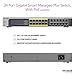 NETGEAR JGS524PE-100NAS 24-Port Gigabit Smart Managed Plus Switch, 100w PoE, L2, ProSAFE Lifetime Protection