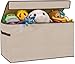 Prorighty Collapsible Toy Chest for Kids (XX-Large) Storage Basket w/Flip-Top Lid | Toys Organizer Bin for Bedrooms, Closets, Child Nursery | Store Stuffed Animals, Games, Clothes (Beige)