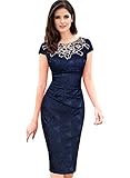 VfEmage Womens Embroidered Dobby Fabric Ruched Bodycon Party Cocktail Dress
