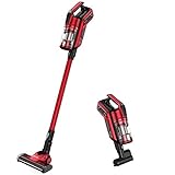Proscenic I9 Cordless Vacuum Cleaner, 22000Pa Powerful Suction with Detachable Battery, LED Headlight, Charging Base, Long Lasting, Mini Motorized Tool, Red