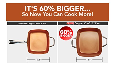 Copper Chef Casserole Pan Set: 4-Piece XL 11” Casserole Pot w/Glass Lid, Fry Basket, Steam & Roasting Rack & Glass Press Lid Set| Nonstick Cooking Pan Set Including Cookbook With Recipes |Top Giftin