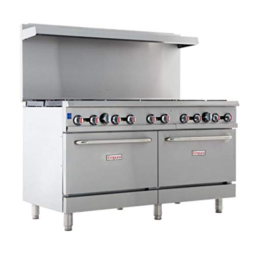 Empura 60" Stainless Steel Commercial Gas Range with Two Ovens, 10 Burners, 362,000 BTU
