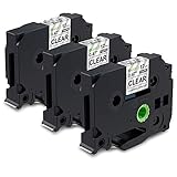 Compatible Ptouch Label Maker Tape, TZe-131 12mm 0.47 Inch Standard Laminated Black on Clear Compatible with Brother P Touch PTD210 PT1280 PT1880 Label Tape, 3-Pack