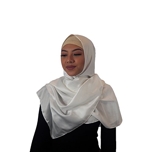 Women's Modest Muslim Islamic Lightweight Hera Square Opaque Solid Sheen Satin Hijab