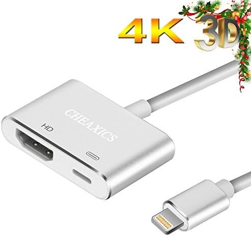Lightning to HDMI, iphone HDMI Adapter, Lightning Digital AV Adapter for iPhone X,iPhone 8/Plus iPad and Projector (Silver)