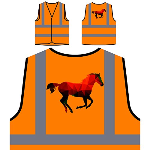 Origani Horse Black Pink Animal Lovers Personalized Hi Visibility Orange Safety Jacket Vest Waistcoat p22vo