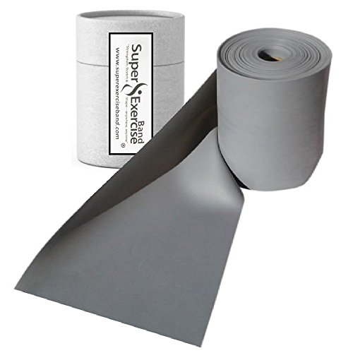 Super Exercise Band Gray XX Heavy Strength Latex Free Resistance Band material in 8 Yard (25 ft.) Bulk Rolls. Home Gym Training For Physical Therapy, Pilates, Stretching, Yoga, and Strength Workouts.