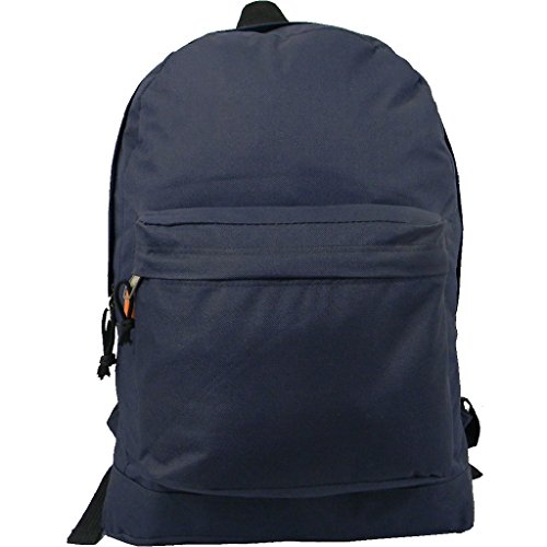 Basic Backpack Classic Simple School Book Bag Student Daily Daypack 18 Inch (Navy)