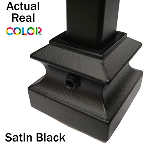 Shoe for Iron Balusters (50-Pack) Stair Parts Flat Shoes with Set Screw for use with 1/2" Square Scroll Basket Twist Knuckle Iron Balusters (Satin Black) - Thumbnail 5