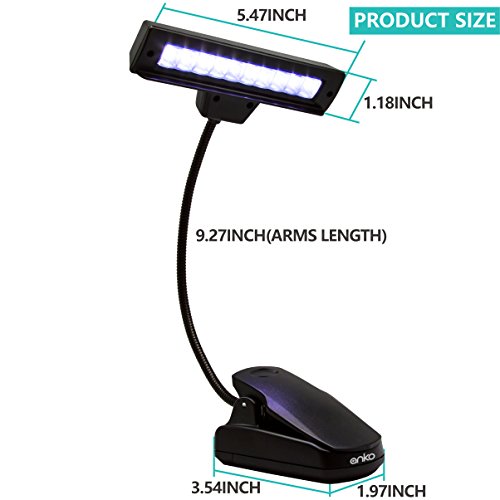 LED Music Piano Stand Lamp, ANKO 360 Degrees Round White LEDS Portable Desk Reading Lamp With Battery, USB Cable And AC Adapter, Suit For Home, Office, Craft Work, Reading At Night. (10 LED+1 BUTTON)
