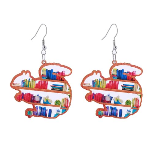 Lightweight Bookcase Bookshelf Earrings Book Lovers Dangle Earrings Appreciation Librarian Graduation Teacher Gifts Jewelry-squirrel at Amazon