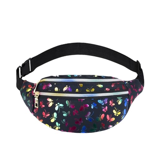 Flintronic PU Leather Fashion Waist Bag Women's Shiny Waist Bag, Festival Rave Women's Crossbody Waist Bag, Perfect for Sports Running Party Carnival (Black Print) — image 1